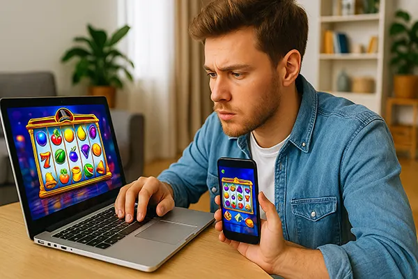 Teenager playing slots