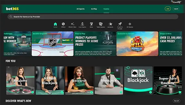 Bet365 casino ekranı